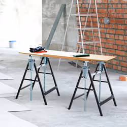 HOMCOM Set Of 2 Steel Saw Horses Telescopic Builders Work Bench Folding Black - Additional view 5