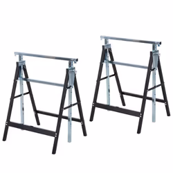 HOMCOM Set Of 2 Steel Saw Horses Telescopic Builders Work Bench Folding Black - Additional view 8