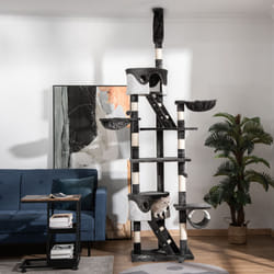 PawHut 240-260cm Floor to Ceiling Cat Tree with Scratching Posts - White