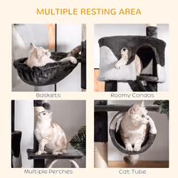 PawHut 240-260cm Floor to Ceiling Cat Tree with Scratching Posts - White - Additional view 5