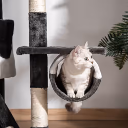 PawHut 240-260cm Floor to Ceiling Cat Tree with Scratching Posts - White - Additional view 7