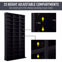 HOMCOM CD DVD Media Storage Shelves Display Shelf Racks Wooden Frame Black