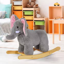 Ride on Elephant Rocker Children Rocking Horse Grey Nursery Rhymes Kids Toy Game