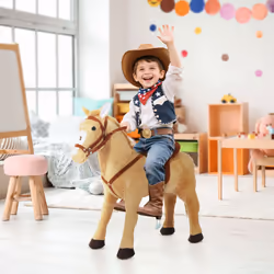 HOMCOM Children Standing Horse Plush Soft Ride On Toy Pony Kids Cuddly Game Play