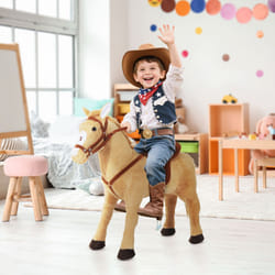HOMCOM Children Standing Horse Plush Soft Ride On Toy Pony Kids Cuddly Game Play
