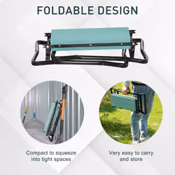 Outsunny 2 In1 Folding Garden Kneeler Foam Chair Pad Support Bench, Green