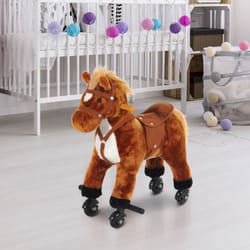 HOMCOM Rocking Horse Ride on Rocker Children Plush Toy Wooden Horse Sound