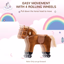 HOMCOM Rocking Horse Ride on Rocker Children Plush Toy Wooden Horse Sound