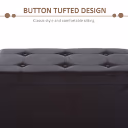 HOMCOM Storage Ottoman Tool Box Faux Leather Folding Bench Foot Rest, Brown