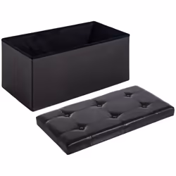 HOMCOM Storage Ottoman Tool Box Faux Leather Folding Bench Foot Rest, Brown - Additional view 5