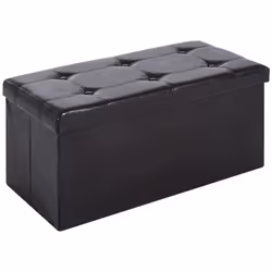 HOMCOM Storage Ottoman Tool Box Faux Leather Folding Bench Foot Rest, Brown - Additional view 7
