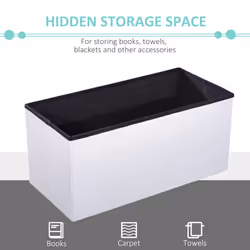 HOMCOM Storage Ottoman Tool Box Faux Leather Folding Bench Foot Rest, White