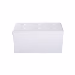 HOMCOM Storage Ottoman Tool Box Faux Leather Folding Bench Foot Rest, White - Additional view 5