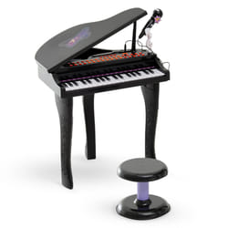 HOMCOM 37 Key Musical Mini Piano Electrionic Keyboard Microphone Stool Black