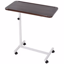 HOMCOM C-Shaped Mobile End Table Nightstand with Casters Brake Walnut