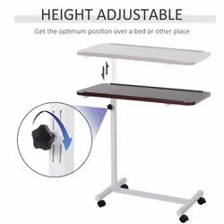 HOMCOM C-Shaped Mobile End Table Nightstand with Casters Brake Walnut - Additional view 10