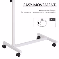 HOMCOM C-Shaped Mobile End Table Nightstand with Casters Brake Walnut - Additional view 11