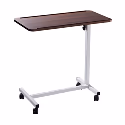 HOMCOM C-Shaped Mobile End Table Nightstand with Casters Brake Walnut - Additional view 5
