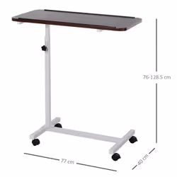 HOMCOM C-Shaped Mobile End Table Nightstand with Casters Brake Walnut - Additional view 8