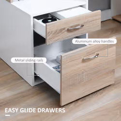 HOMCOM Multi-Storage & Workstation Desk Table Storage Shelves Home Office Oak - Additional view 5