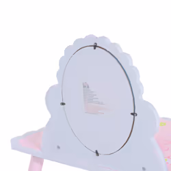 HOOMCOM Girls Kids Pink Dressing Table Make Up Play Set Desk Chair Mirror Wooden - Additional view 7