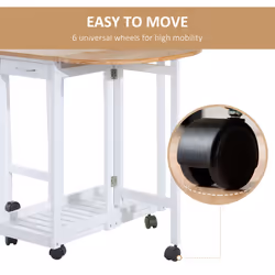 HOMCOM 3pc Wooden Kitchen Cart Trollet Table Folding Stools Space-saving - Additional view 5