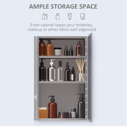 HOMCOM Mirror Cabinet Shelves Bathroom Storage  Stainless Steel Wall Cabinet