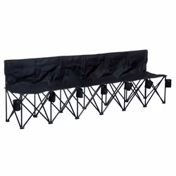 Outsunny Black 6-Seater Folding Bench with Cup Holders