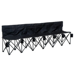 Outsunny Black 6-Seater Folding Bench with Cup Holders
