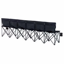 Outsunny Black 6-Seater Folding Bench with Cup Holders