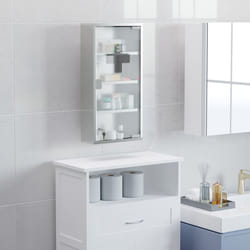 HOMCOM Medicine Cabinet Houseware Stainless Steel Medicine Cabinet Glass Door