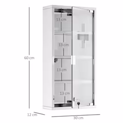HOMCOM Medicine Cabinet Houseware Stainless Steel Medicine Cabinet Glass Door