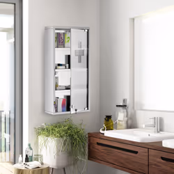 HOMCOM Medicine Cabinet Houseware Stainless Steel Medicine Cabinet Glass Door - Additional view 8