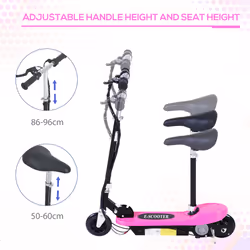 HOMCOM Foldable Powered Scooter 120W w/ Adjustable Seat and Brake, Pink
