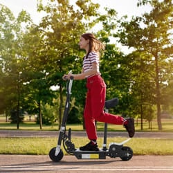 HOMCOM Foldable Powered Scooter with Adjustable Seat and Brake, Black