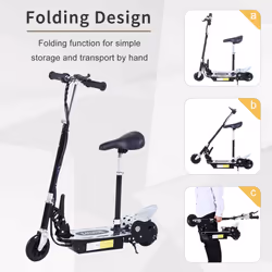 HOMCOM Foldable Powered Scooter with Adjustable Seat and Brake, Black