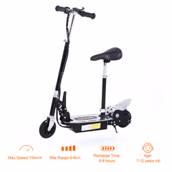 HOMCOM Foldable Powered Scooter with Adjustable Seat and Brake, Black