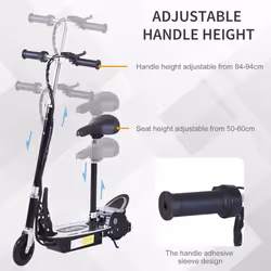 HOMCOM Foldable Powered Scooter with Adjustable Seat and Brake, Black - Additional view 4