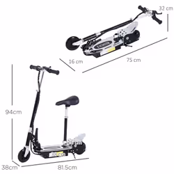 HOMCOM Foldable Powered Scooter with Adjustable Seat and Brake, Black - Additional view 7