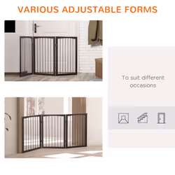 Pawhut Folding Pet Gate Fence Free Standing Child Safety Indoor Wood Durable