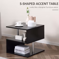 HOMCOM Coffee End Table Side TV Sofa Stand Living Room Office Furniture Black