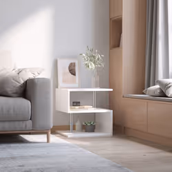 HOMCOM Coffee End Table Side TV Sofa Stand Living Room Office Furniture White