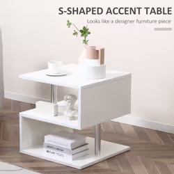 HOMCOM Coffee End Table Side TV Sofa Stand Living Room Office Furniture White