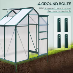 Outsunny 6x4ft Walk-In Polycarbonate Greenhouse Plant Grow Galvanized Aluminium