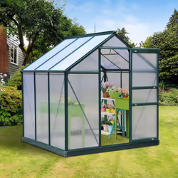 Outsunny 6x6ft Walk-In Polycarbonate Greenhouse Plant Grow Galvanized Aluminium - Additional view 10
