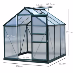 Outsunny 6x6ft Walk-In Polycarbonate Greenhouse Plant Grow Galvanized Aluminium - Additional view 9