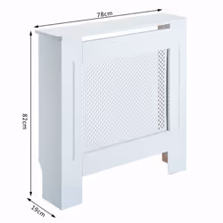 Wooden Grill Radiator Cover | White Heater Cabinet - Small