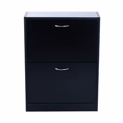 Homcom Wooden Shoe Storage Cabinet 2 Tier Drawers Footwear - Black