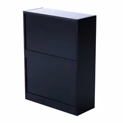 Homcom Wooden Shoe Storage Cabinet 2 Tier Drawers Footwear - Black