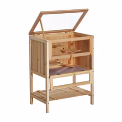 PawHut Wooden Hamster House | Large Wooden Hamster Cage